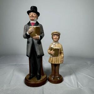 Vintage Porcelain Dickens Caroler Figurines Set of 2, Boy & Father Christmas